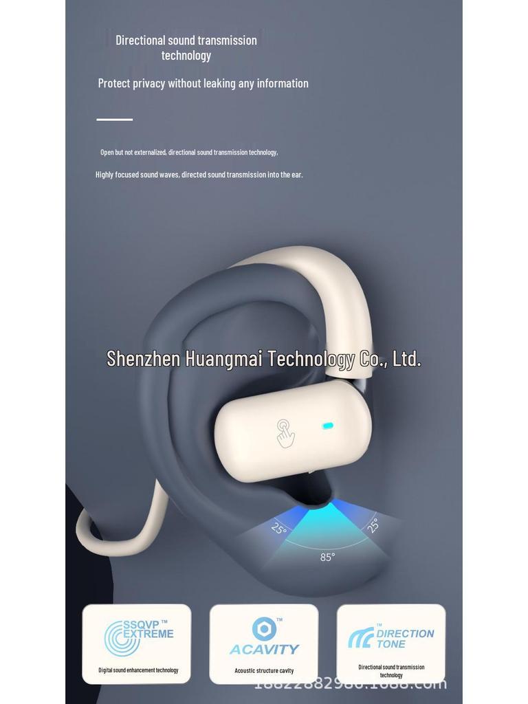 OWS Sports Wireless Earphones: Open-Ear Bluetooth Air Conduction with Secure Hook.