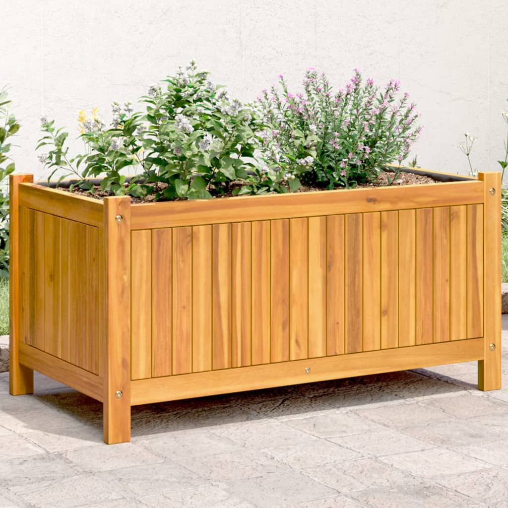 Plant Pot with Liner 80 x 42 x 40 cm Solid Acacia Wood