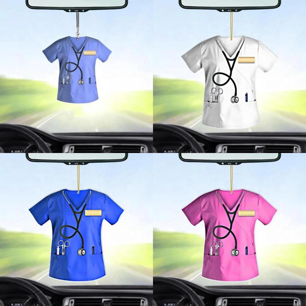 Adorable Nurse Uniform Design Acrylic Car Hanging Ornament Keychain Christmas Gift