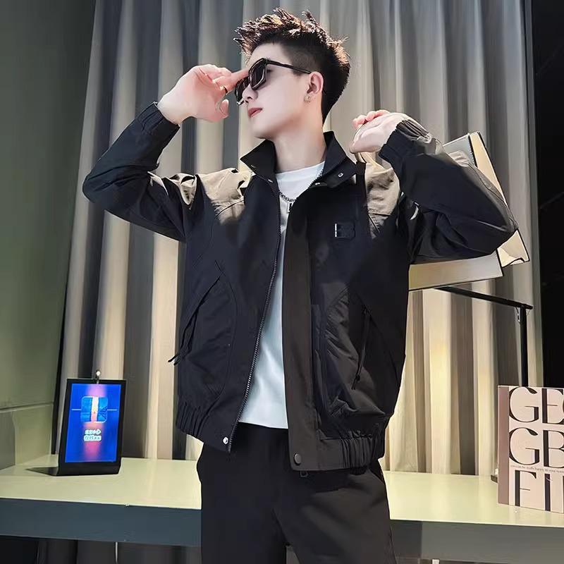 

Men s 2025 Trendy High-End Jacket - Stylish Autumn/Spring Stand-Up Collar Design 2XL чорний