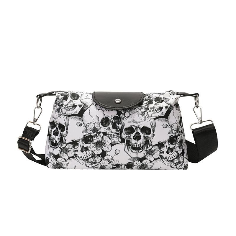 

Summer new personalized skull messenger bag simple bag women s large-capacity pillow bag fashionable shoulder bag one size fits all білий