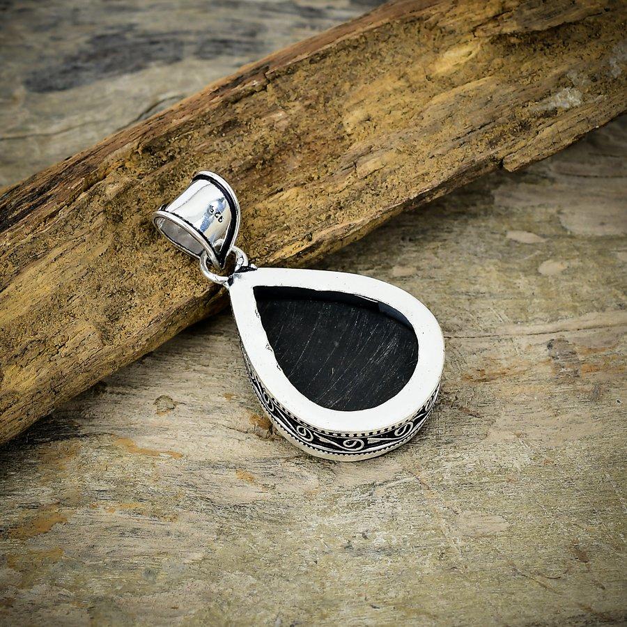 Abalone Shell Gemstone Handmade 925 Sterling Silver Jewelry Pendant 2.09" M-15