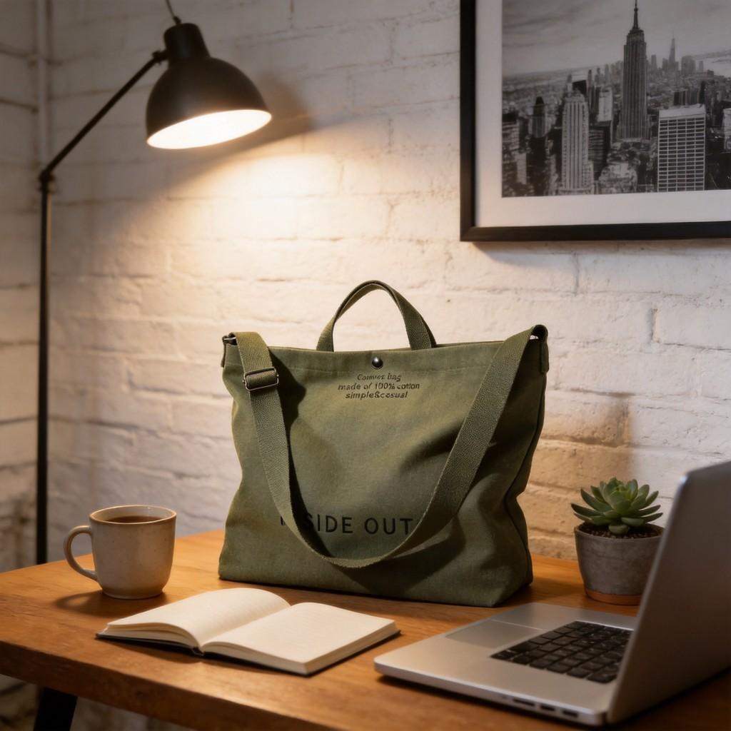 Borsa a tracolla in tela da uomo con grande capacità e design a lettere per l'uso quotidiano