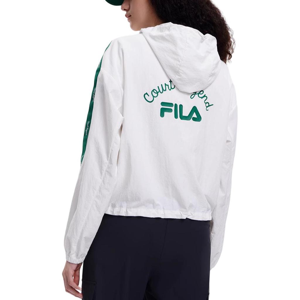 Fila Woven 2023 Autumn New Simple Tennis Fashion Loose Hooded Casual Jacket Women Jackets White F11W339705FWT