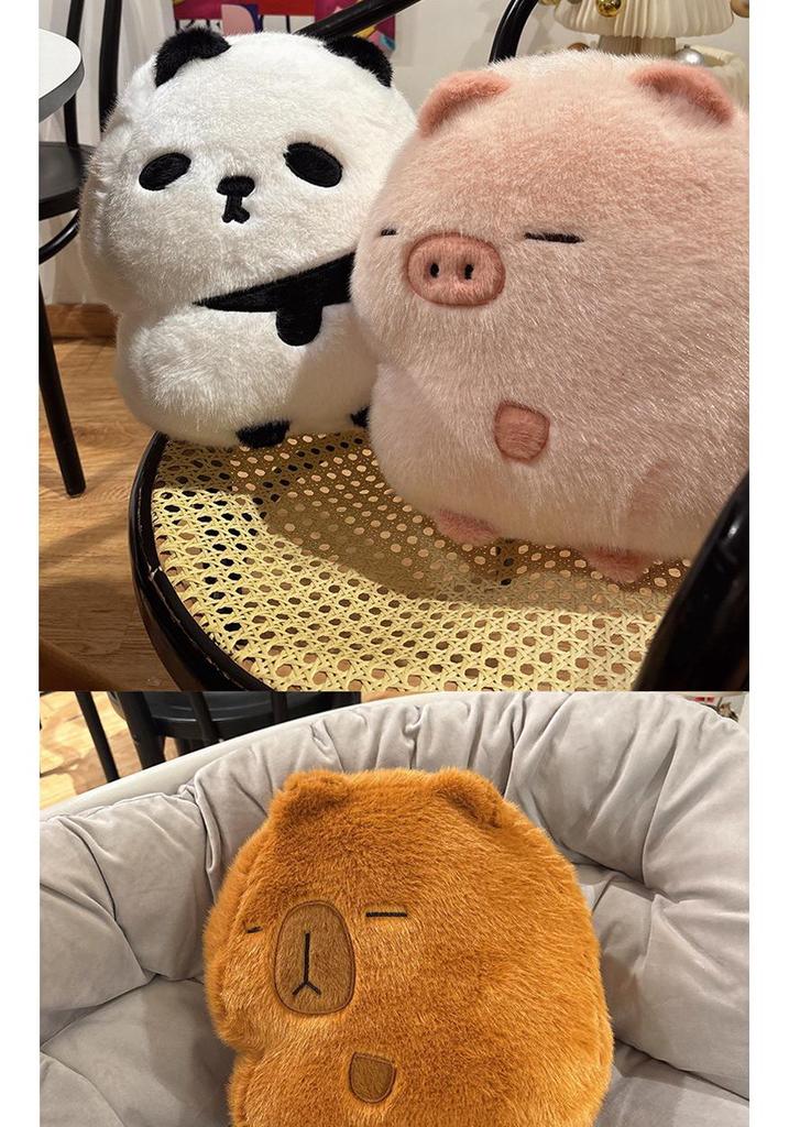 Capybara and Panda Hugging Plush Pillow Doll - Cute Cartoon Cushion Toy