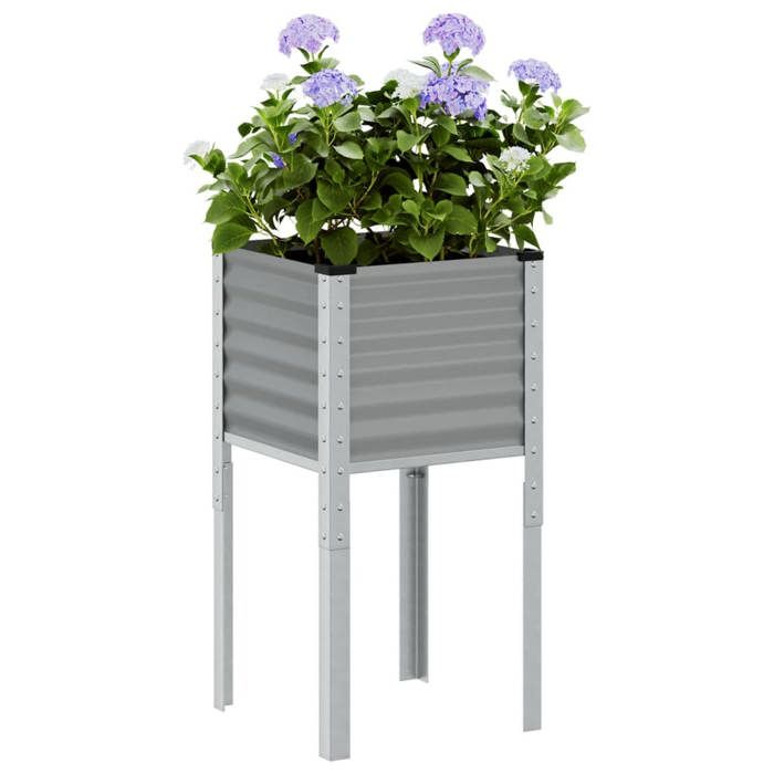 VidaXL Planter Grey 45x45x88 Cm Steel, Outdoor Planter, Flower Box, Tomato Planter, Terrace Planter, Container 4008964