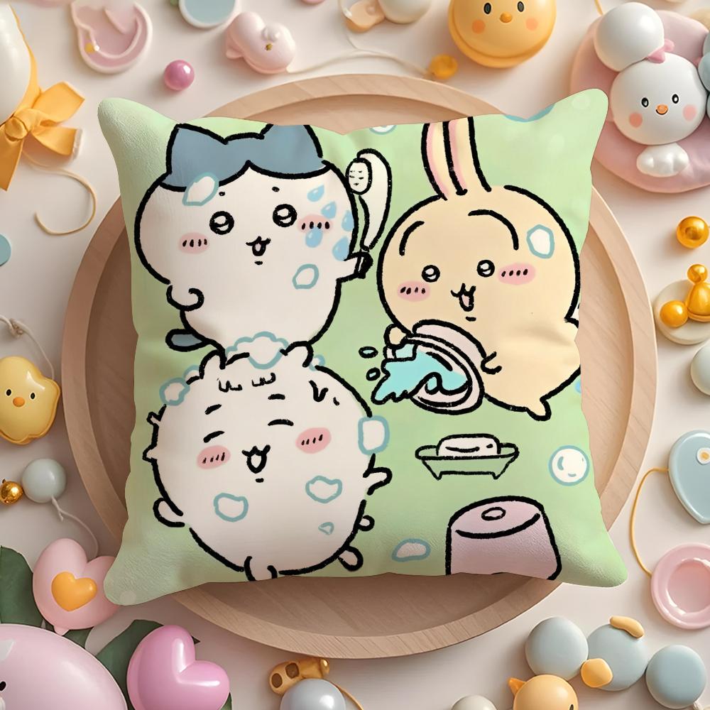 Cute Chiikawa Pillow Case Short Plush Double-Sided Printing Home Machine Washable In Warm Winter Cushion Cover