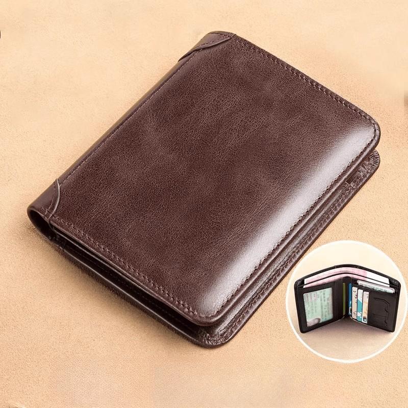 Business Men's Slim Wallet Multi-Functional Classic Design RFID Blocking Compact Card Holder with Coin Pocket