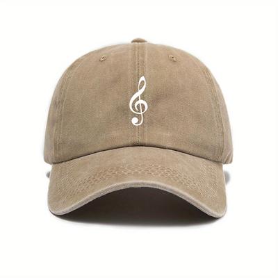 Gorra de béisbol con estampado de notas musicales, gorra casual retro urbana para exteriores, gorra de pico de moda callejera Unisex y para mujer