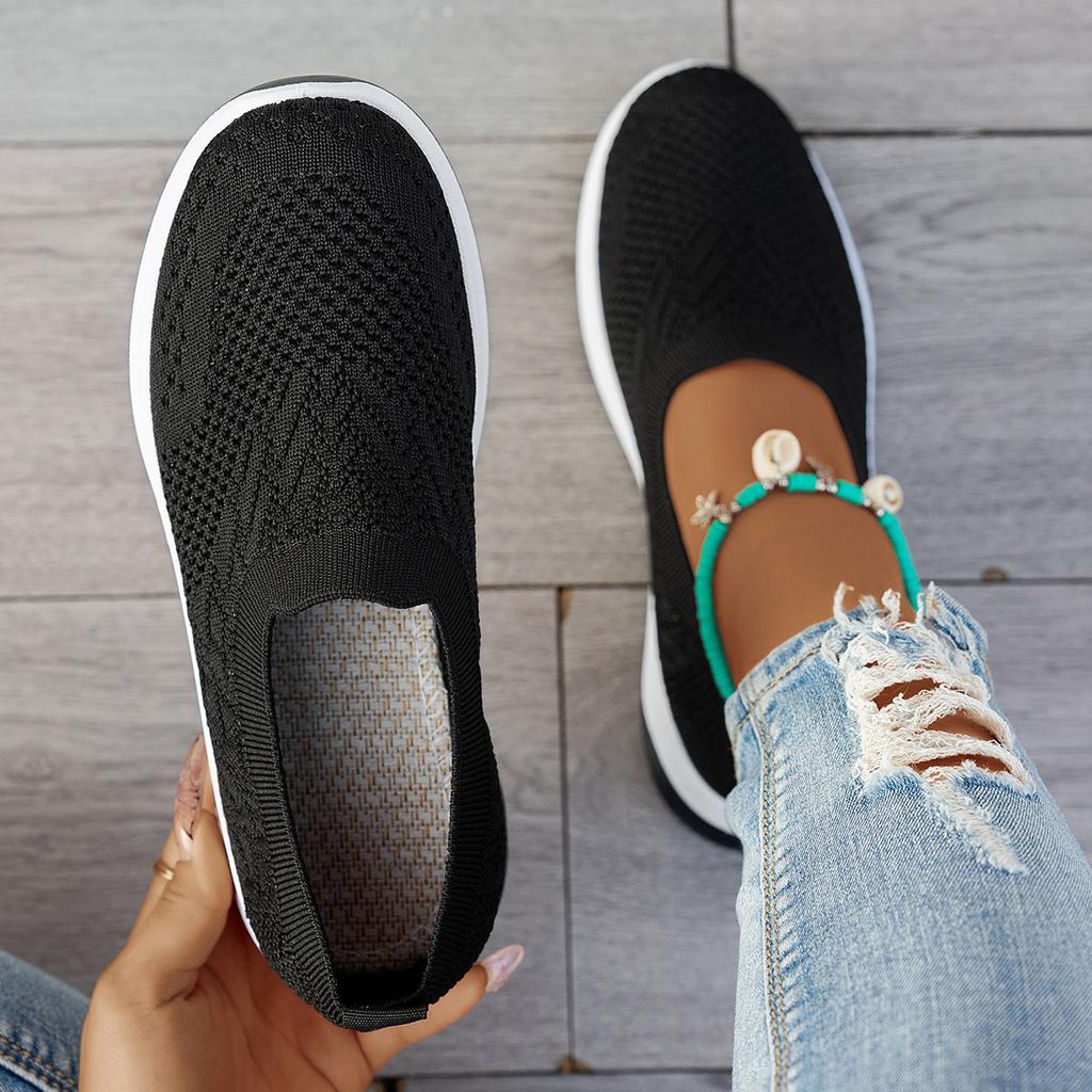 Vita Sneakers för Kvinnor, Casual och Andningsbara Löparskor, Fly-knit Casual Mjuk Sula, Mammas Skor
