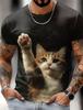 Fun Animal Pattern 3D Printed T-shirt for Men, Loose Fitting Harajuku Round Neck Clothing, Summer Fashion Casual Short Sleeved Tops