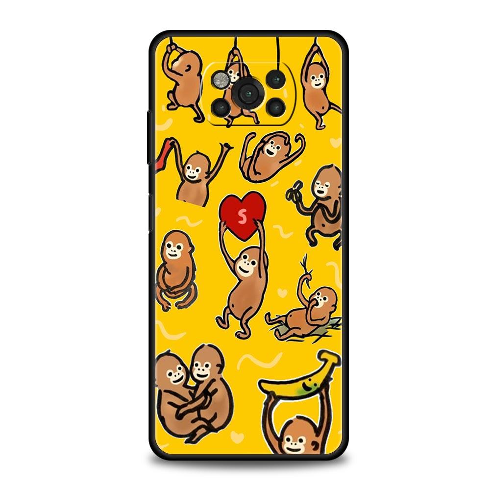 

Monkey And Banana Phone Case Cover for Xiaomi Poco F7 Ultra F6 F5 F4 F3 X6 X5 X4 X3 NFC C51 C55 M4 GT 5G Soft TPU Shell Fundas Poco F4