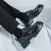 Fashion Casual Men's Leather Shoes Trendy S and Thick Soled Styles Nightclub or Daily Office Work Young Shoes 38-46 Hot Black