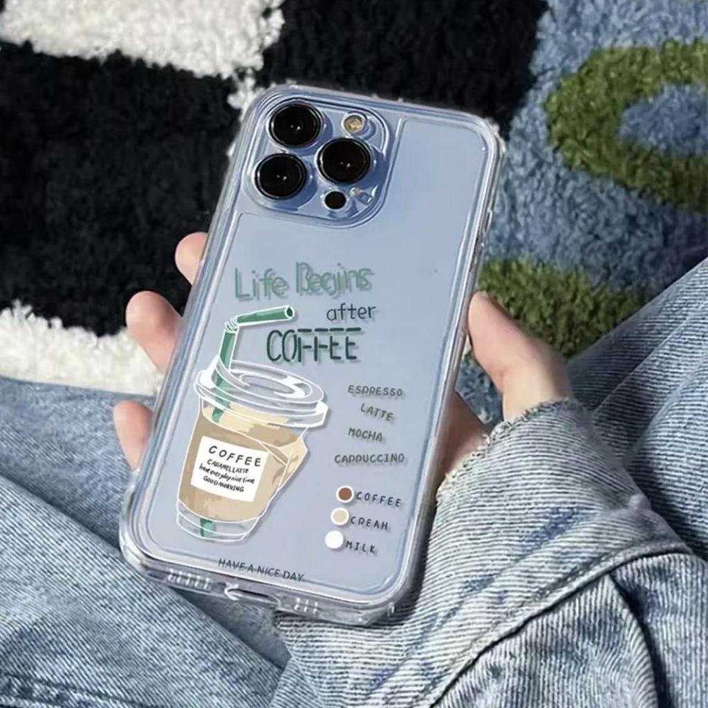 Feather Yarn Coffee iPhone Case for Apple: Compatible with Models 13-17 Pro Max, Drop-Proof, Advanced Iced Americano Design.