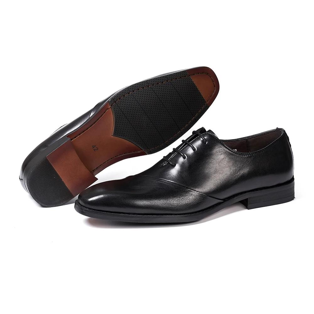 Fashion Italian Style Genuine Leather Men's Oxfords Handmade Wedding Party Dress Shoes Lace-Up Business Office Formal Footwear
