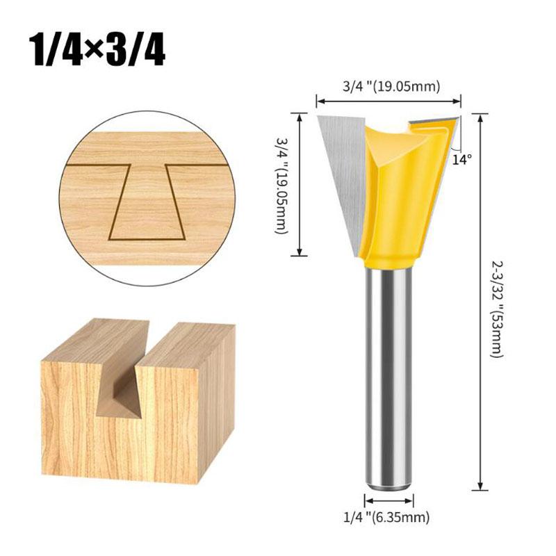 1Pc 6.35mm 12.7mm Shank Dovetail Joint Router Bits Set Dovetail Joint Router Bits Set 14 Degree Milling Cutter For Wood