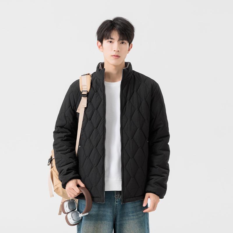 Winter men's coat double-sided wear fleece thickened stand-up collar jacket cotton-padded jacket trendy brand thermal cotton-padded jacket