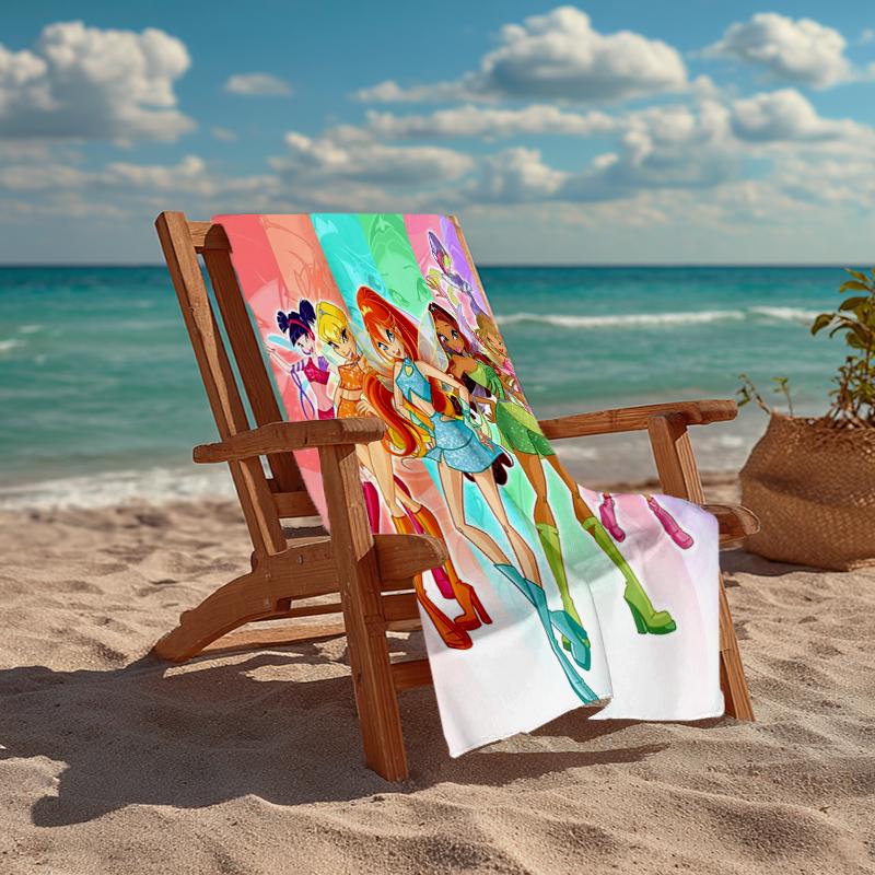 Ultra-Soft Beach Towel with Winx Club Theme,Ideal for Pool - Camping, Diving - Perfect Travel Essential, Vibrant Beach Towel.