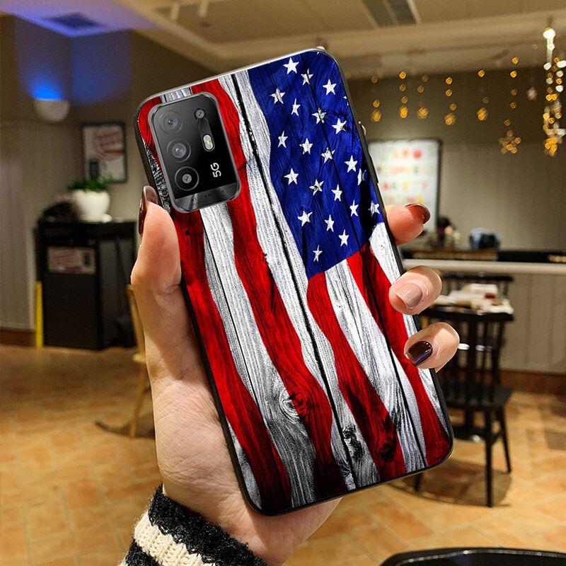 Custodia bandiera americana cover per telefono per OPPO A74 A94 5G A3S A5 A5S A9 A12 A15 A15S A52 A53 A53S A72 A73 2020 A91 5G custodie coque