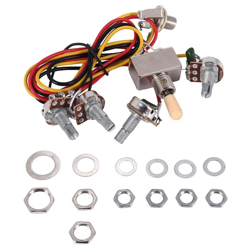 Guitar Wiring Harness Prewired 2 Volumes 2 Tones 4-500K Pots For LP Guitar