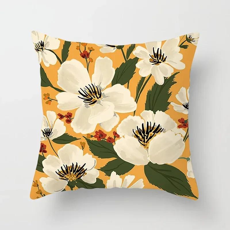 Office Sofa Cushion Cover Floral Flower Print Simple Pillow Cover Household Products