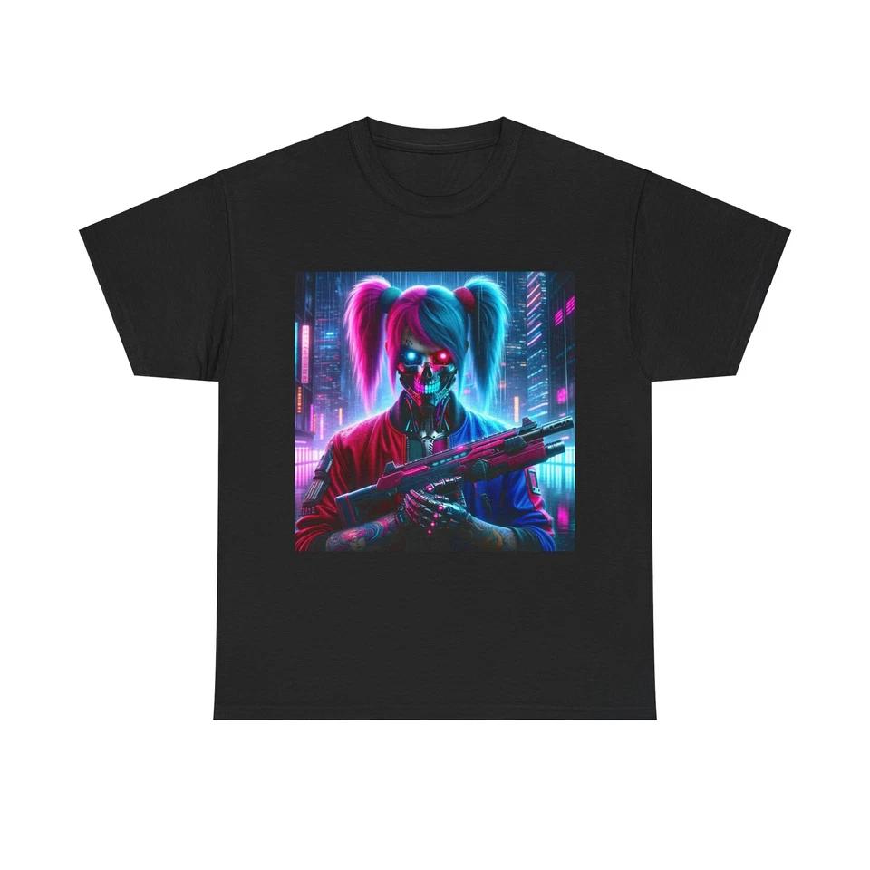 Unisex Adult T Shirt Cyberpunk Art Robotic Skull Character S