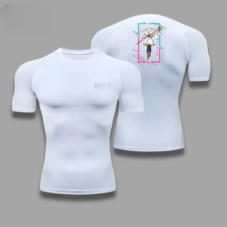 Men Compression T-Shirt Fitness Running Sports Quick-Dry Frieren Breathable Short Sleeves Stretchy Fabric for Summer Workouts