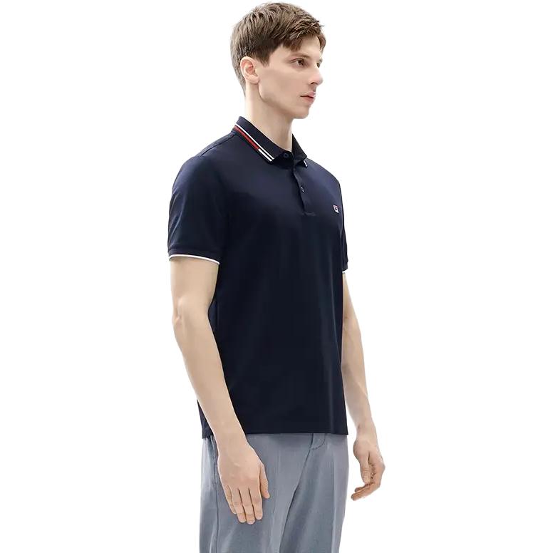 FILA Striped Knit Polo Shirt With Logo Print Men Polo Shirts Legendary-Blue F51M421101ANV