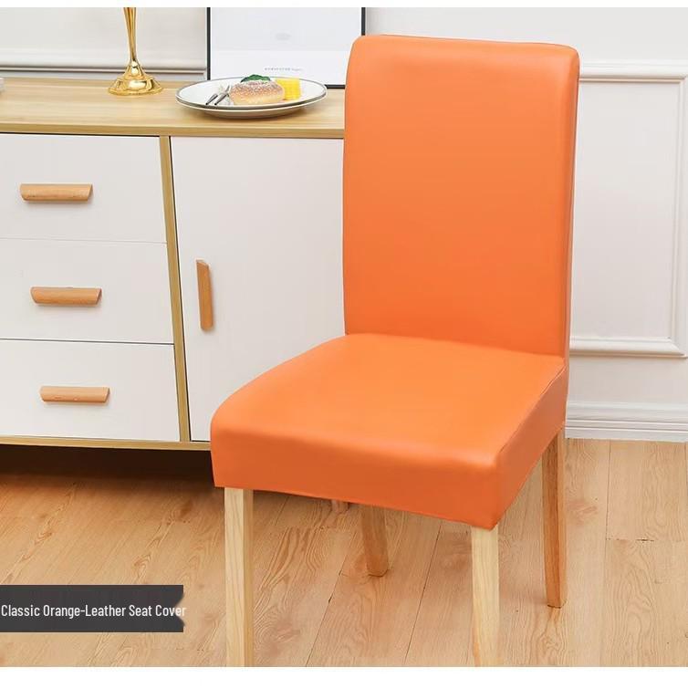 Waterproof Leather Dining Chair Cover - Stain-Proof, Elastic, Universal Fit, Low Back Cushion Cover for Home and Restaurant Use.