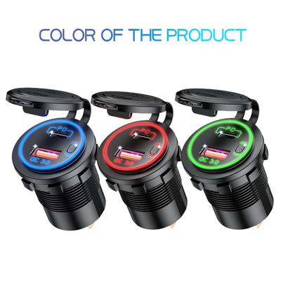 65W QC3.0 USB PD Autolader Socket Waterdicht Snellaadadapter met Aan/Uit Schakelaar voor Auto Motorfiets Boot Marine