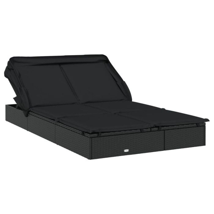 VidaXL Transat 2 places avec toit pliable noir 213x118x97 cm 319652