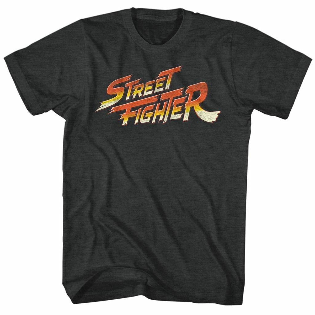 Street Fighter Logo Black Heather Adult T-Shirt XL