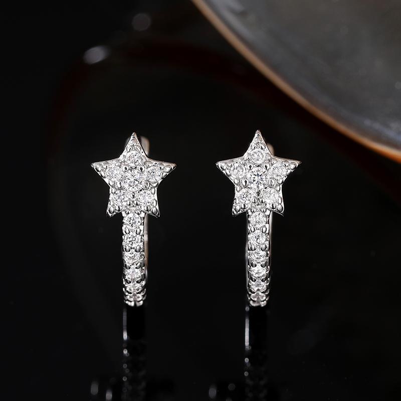 Huitan Fashion Star Hoop Earrings with Dazzling CZ Simple Stylish Ear Accessories for Women  Color Exquisite Girls Jewelry