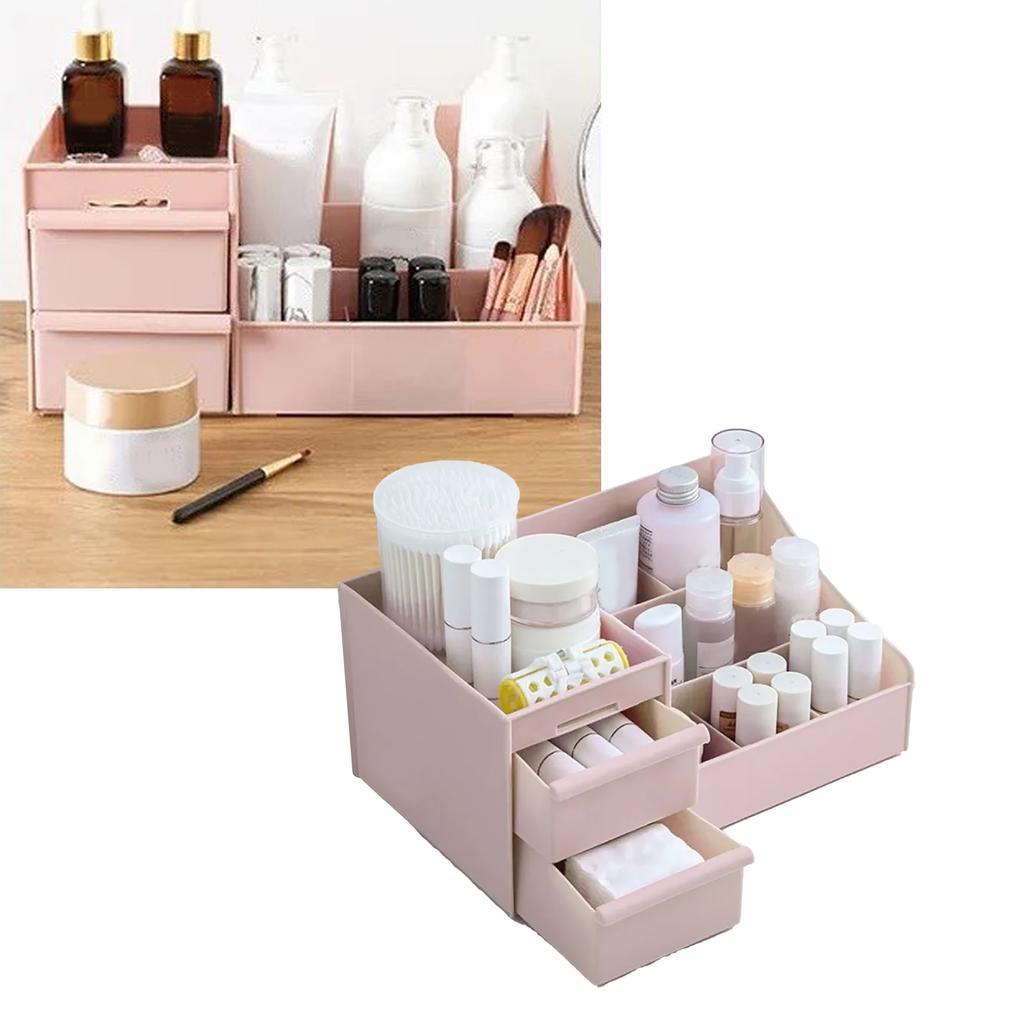 Cosmetic Storage Box Elegant Multifunctional Countertop Makeup Organizer with Drawers for School Office Art Supplies M