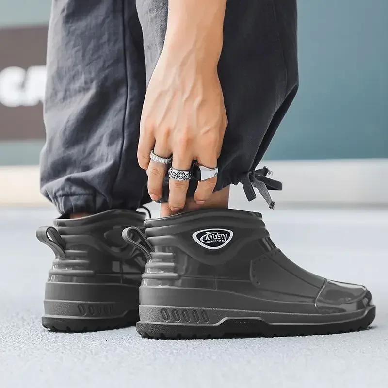 Cooking Low Man Shoes Short Fashion Ankle Chef Kitchen Gum New Wear-resistant Rain Boots for Men Rubber Cheap Garden Wide Toes
