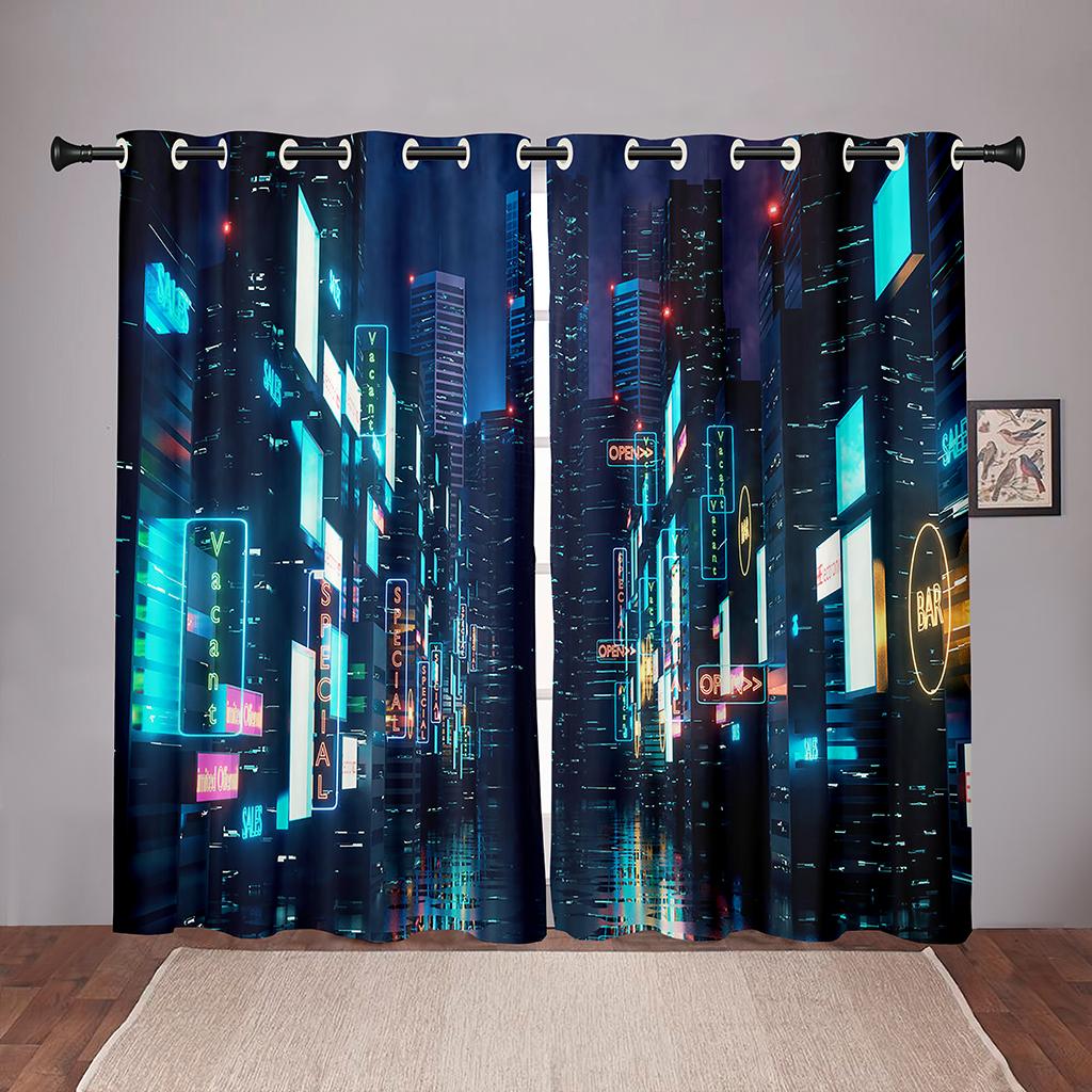 Future City Technology ArchitectureBlackout Window Panel Curtain Children Living Room Room Bedroom Bathroom Kicthen Door Cupboard Home Hook