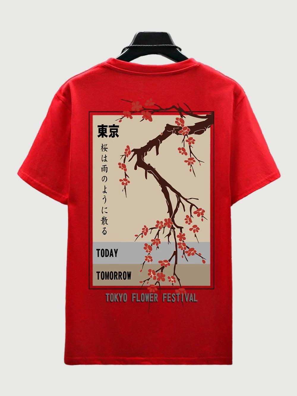 

ZX TEE Today Tomorrow Tokyo Flower Festival T Shirt Men women Fashion O-Neck Tshirts Summer Tops Fashion Loose Street Hip Hop T-Shirts 4XL