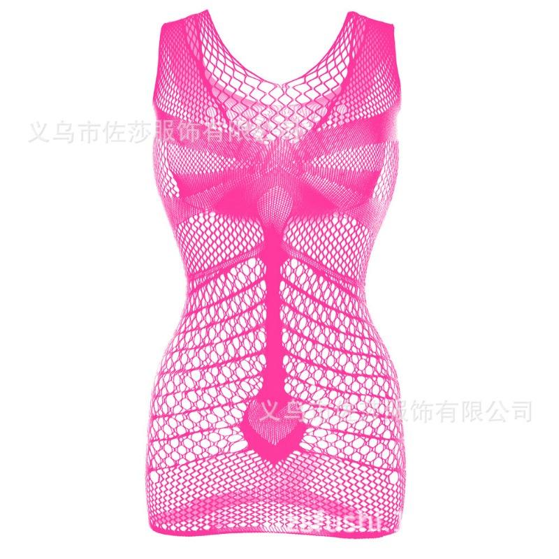 Sex Underwear New Hollow Mesh Transparent One-piece Pajamas Nylon Fine Woven Jacquard