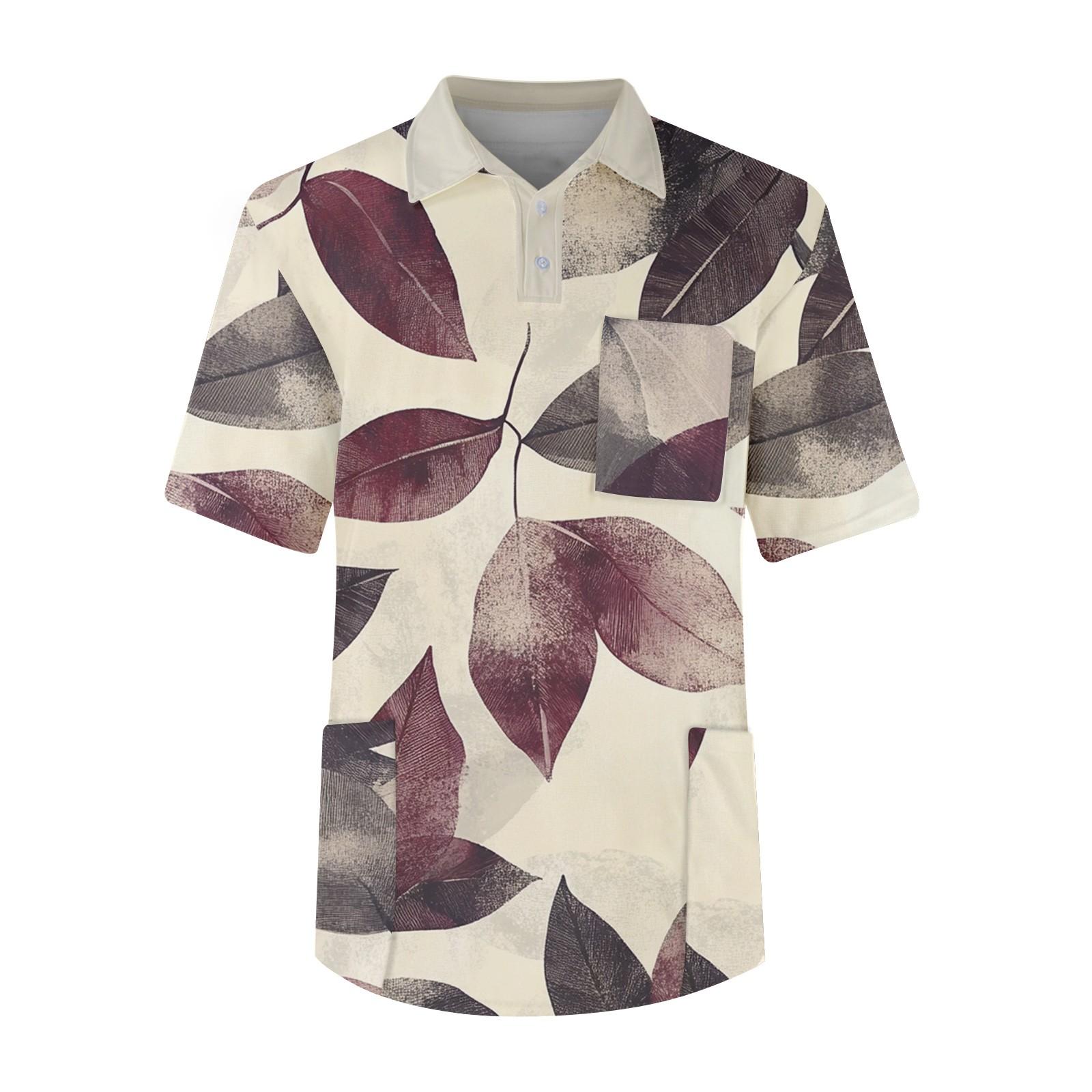 

Мужская футболка с коротким рукавом, пуговицами, лацканами, текстурированным принтом, нагрудным карманом, Dry-nurse XL винный