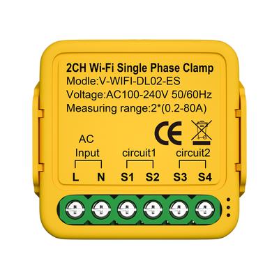 Tuya WiFi Onoff contrôleur 80A compteur d'énergie transformateur de courant pince KWh moniteur de puissance