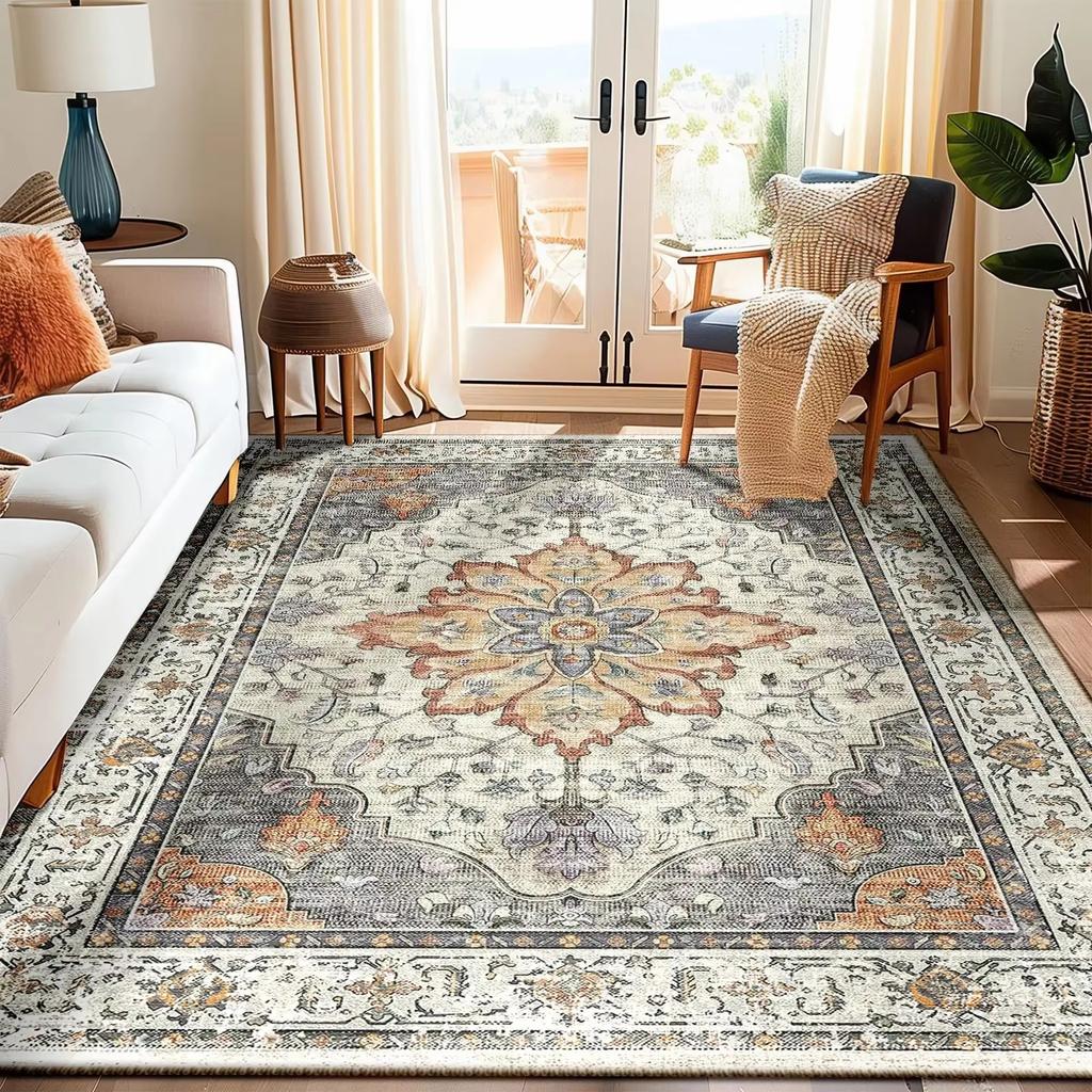 Bohemian Mats, Luxury Vintage Mats Machine Washable, Soft and Comfortable for Living Rooms, Bedrooms, Bohemian Style Home