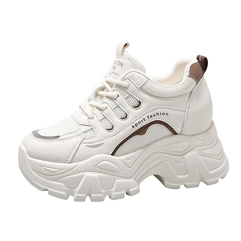 

Модные женские вулканизированные туфли 202 Новый стиль Внутренний рост Увеличивающий Универсальный Повседневный Толстая подошва Спортивные женские туфли 38 хаки