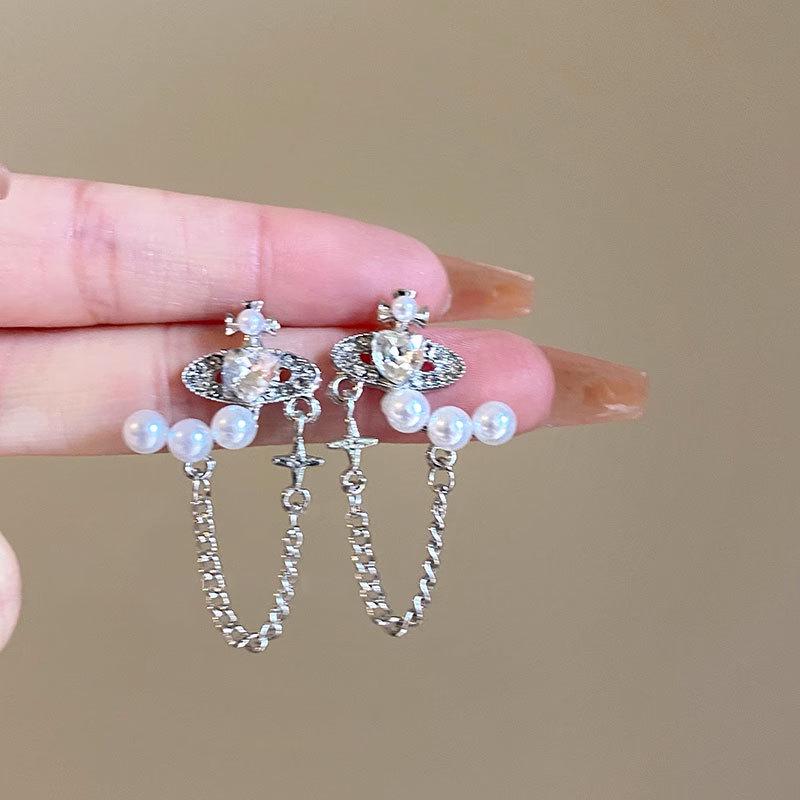 

Серьги-пусеты с цепочкой из циркона и жемчуга – Модные, крутые серьги с уникальным стилем для женщин серебряный