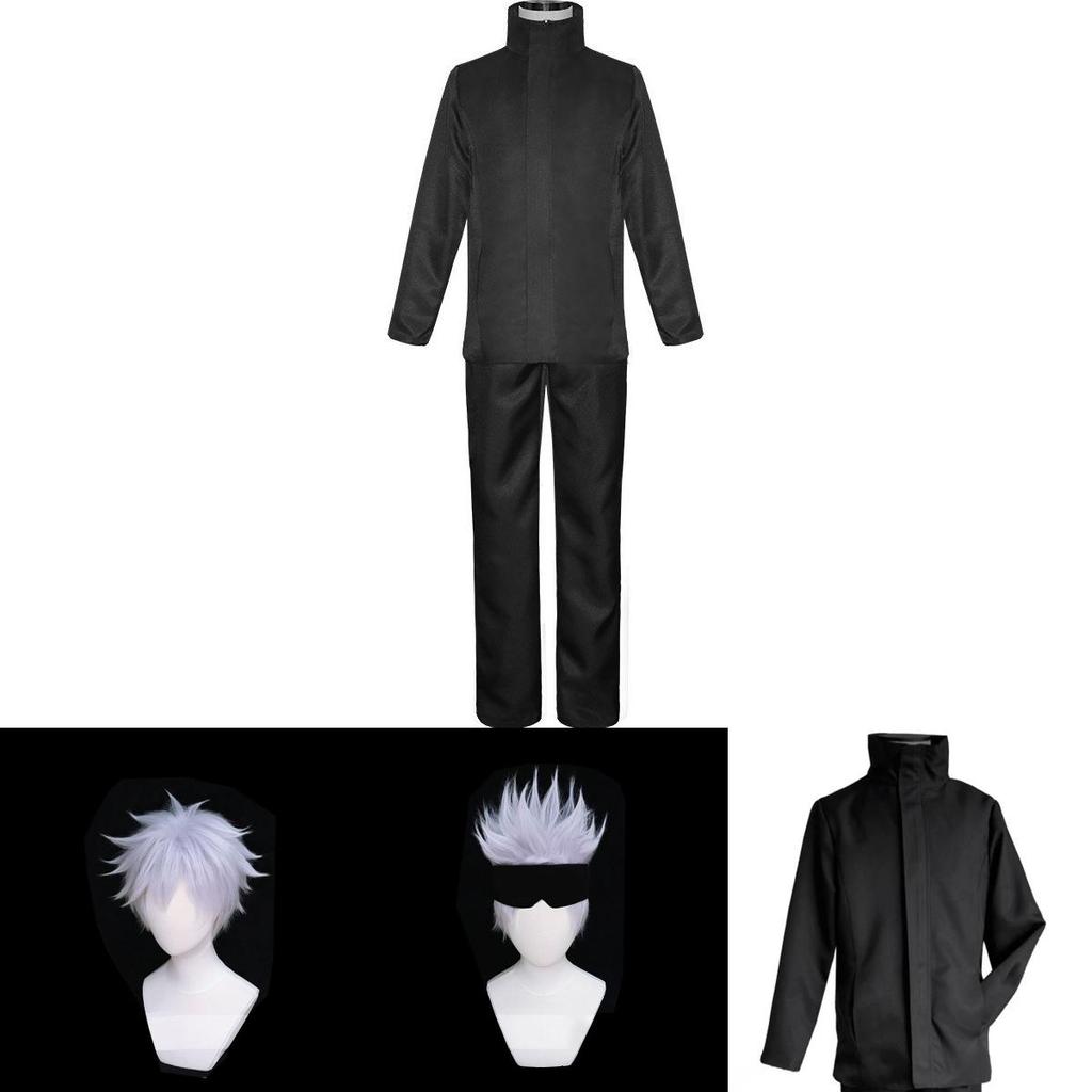 Premium Quality Jujutsu Kaisen Gojo Satoru Cosplay Costume With Stylish Wig For Men