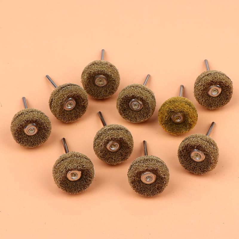 10Pcs Mini Drill Abrasive Brush Fiber Scouring Wheel Pad Cleaning Polishing Sanding Head Electric Grinder Brushes Rotary Tools