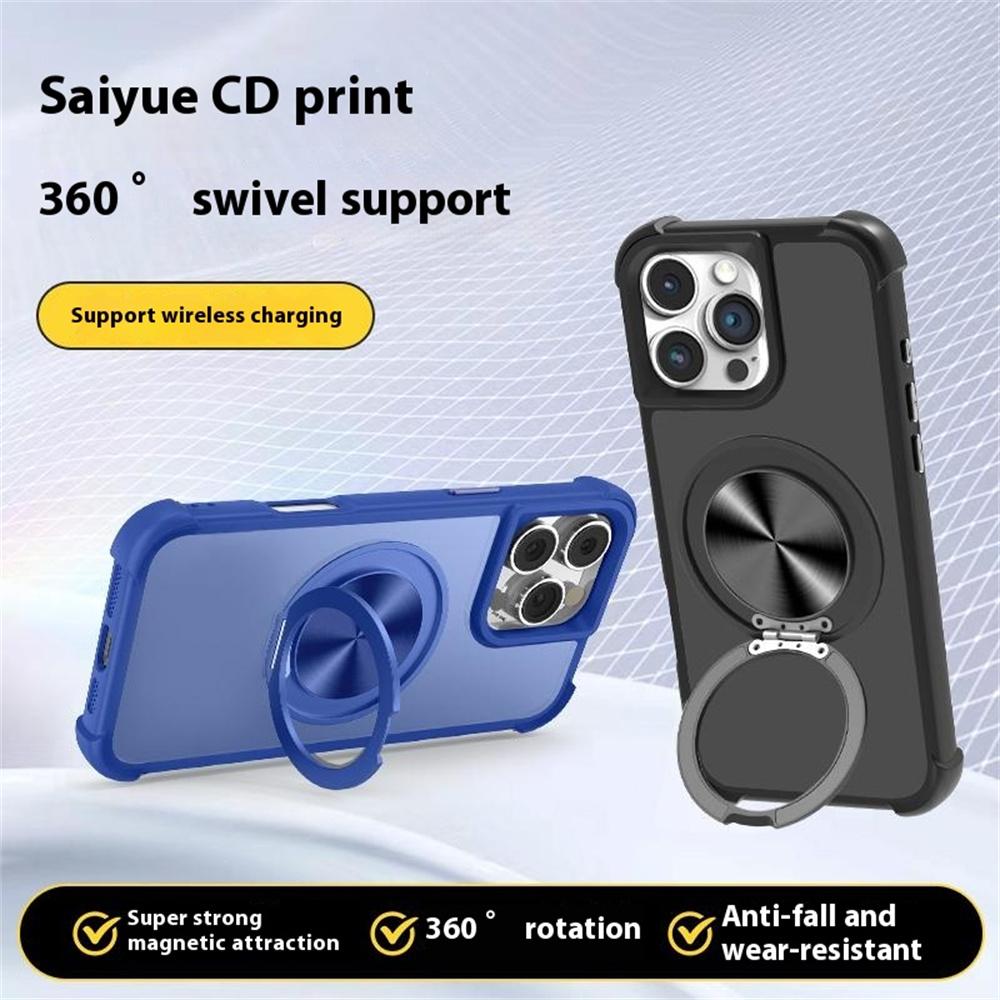 

For iPhone 16 Pro Max Case Compatble with MagSafe CD Vein Kickstand TPU+PC Phone Cover Grey