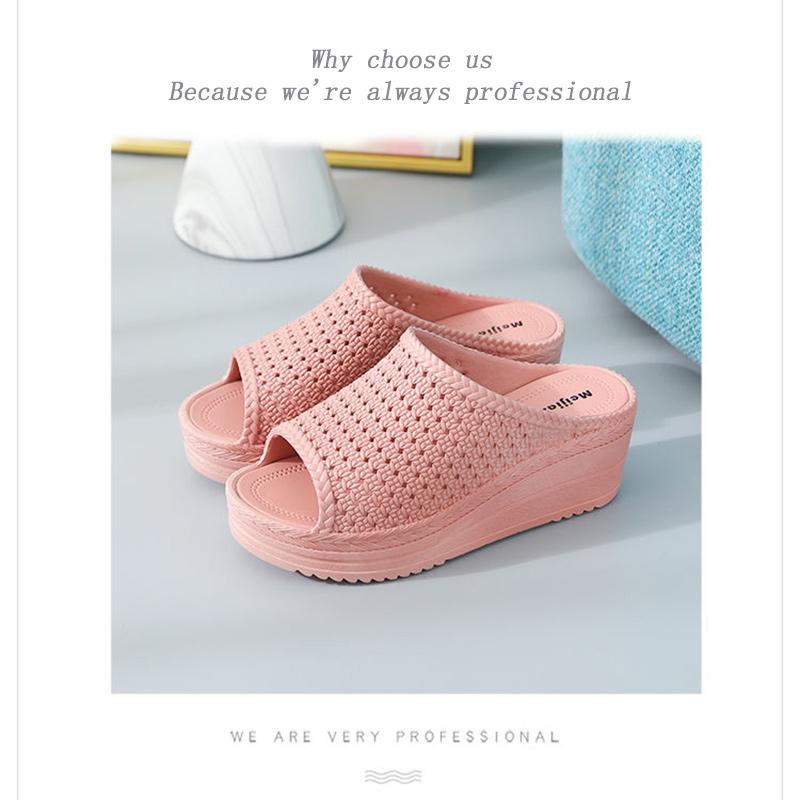 High Heeled Slippers Women's Summer Thick Bottom Slope Heel Fashion Outside Wear Princess Wind Increase Sandals Non-slip Breathable Home Slippers