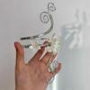 Hollow Out Open Arm Bangle Floral Arm Ring Vintage Iris Flower Bracelet  Hand Jewelry