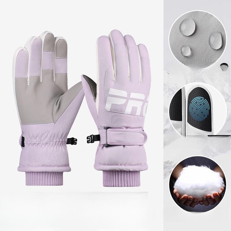 

Перчатки для альпинизма и катания на лыжах, зимние, непромокаемые и нескользящие перчатки с толстым бархатом, теплые перчатки для верховой езды, хлопковые перчатки для сенсорного экрана электровелосипеда One Size фиолетовый