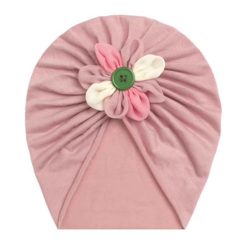 New children's button flower pullover hat, creative and comfortable baby hat, thin baby cap